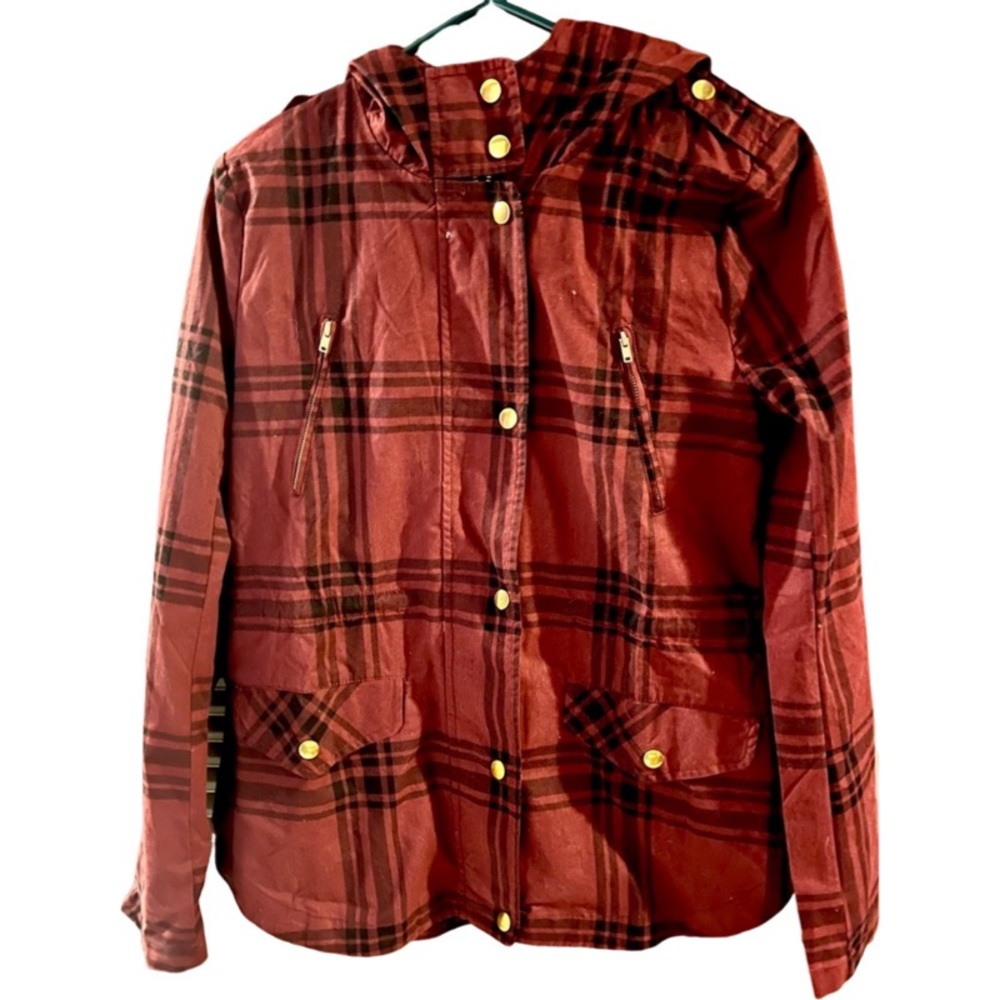 Lightweight Hooded Plaid Jacket